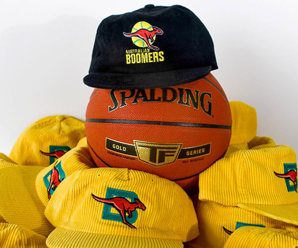 Custom Caps with Australian Boomers Basketball Logo embroidered on the front