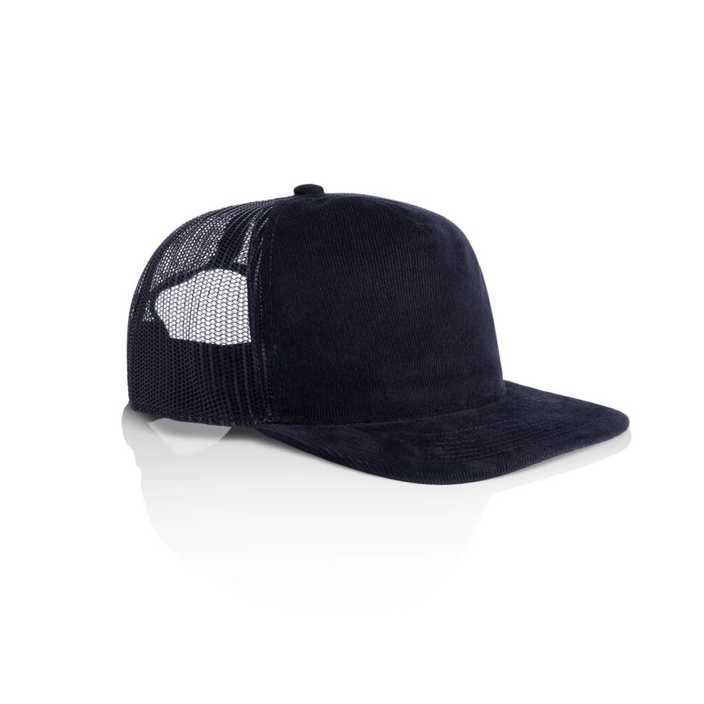 Custom Cord Caps | AS Colour Class Cord Trucker Cap in Midnight Blue