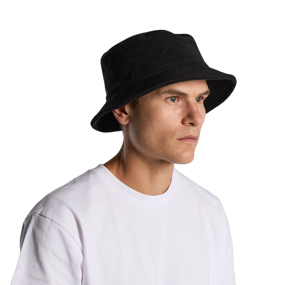 AS Colour Terry Bucket Hat in Black Front View