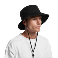 AS Colour Wide Brim Bucket Hat in Black Model Front View