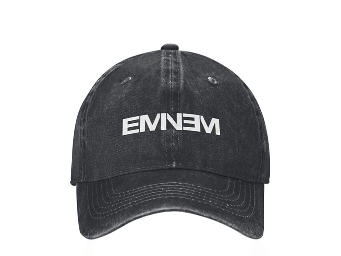 Custom Caps vintage faded in black with Eminem Text Logo