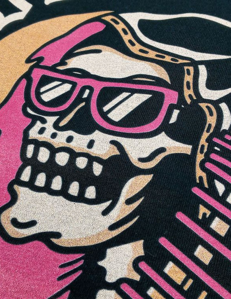 DTG Printing Close Up on AS Colour Heavy Tee in Black