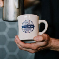 Custom Diner Mug with Logo in Blue