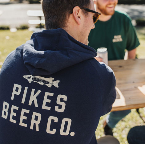 Custom Hoodies Adelaide Screen Printed with the Pikes Beer Co Logo, AS Colour Stencil Hoodie in Navy