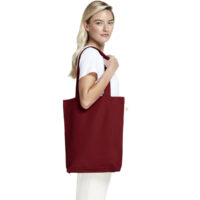 Earth Positive Fashion Tote Bag in Cherry Red Model View