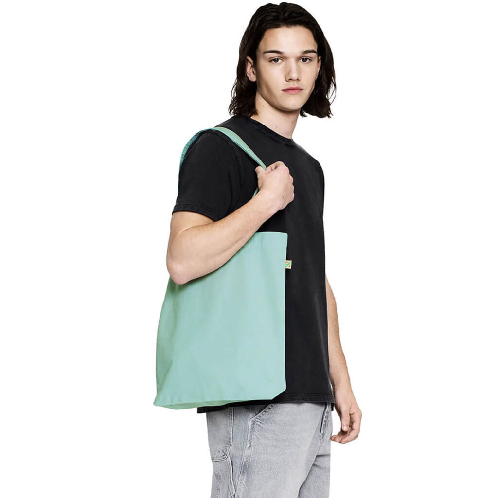 Earth Positive Fashion Tote Bag EP75 in Slate Green Male Model View