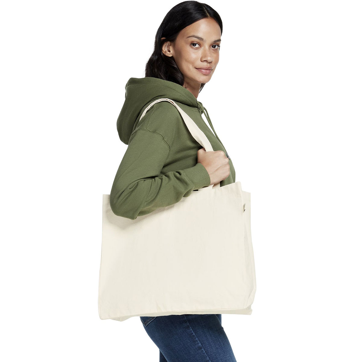 Earth Positive Heavy Lifter Shopper Bag Model View in Colour Natural