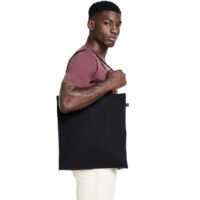 Earth Positive Premium Shopper Tote Bag in Black Front Model View