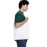 Earth Positive Shopper Tote Bag in White Model Side View