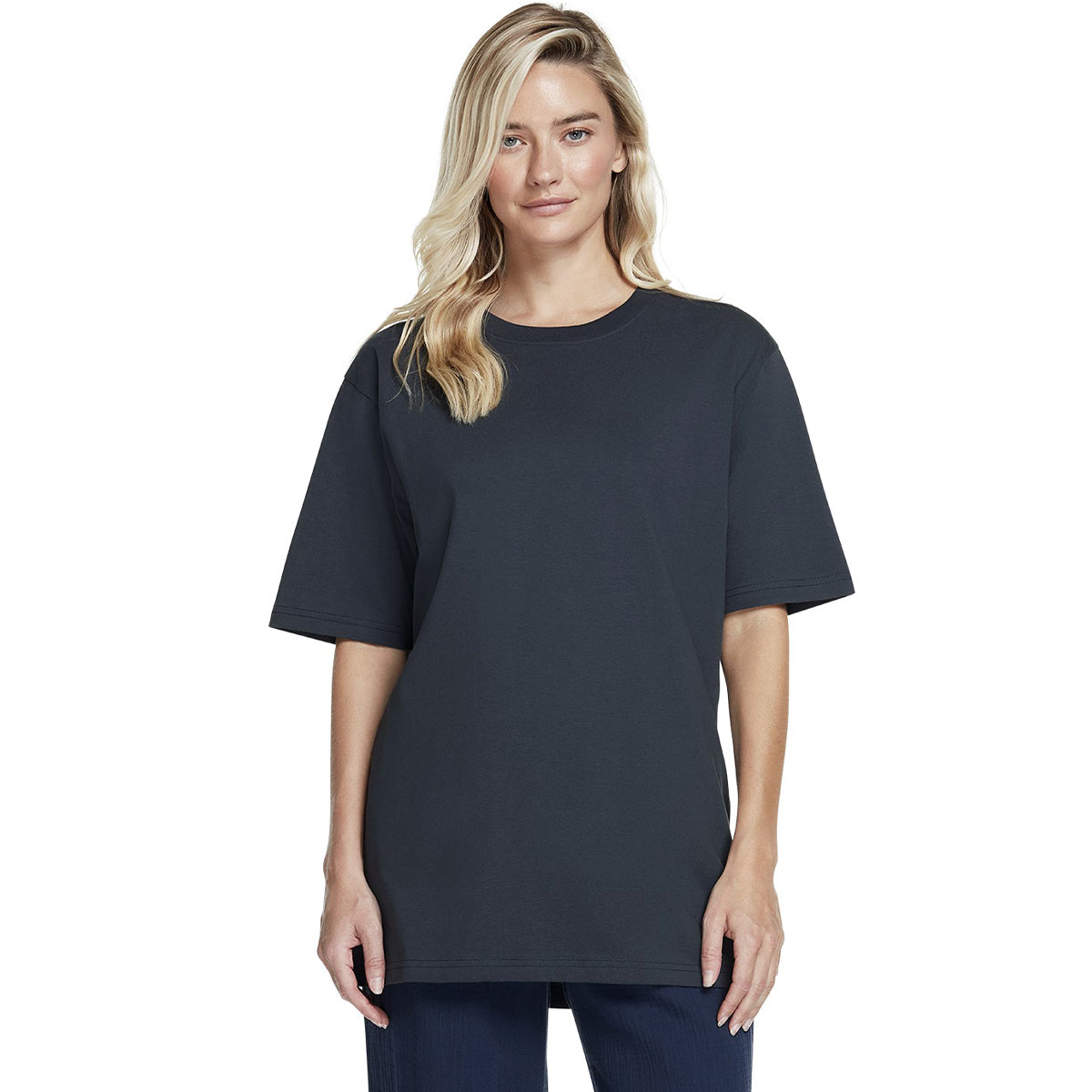 Oversized Tee Women's Front View in Denim Blue