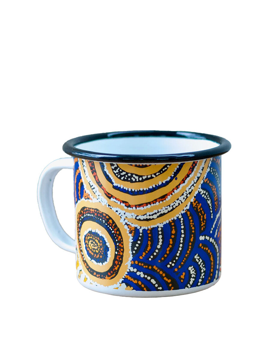 personalised enamel mug Australia indigenous design print