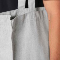 Stanley Stella Shopping Tote Bag Model Close Up View in Heather Grey