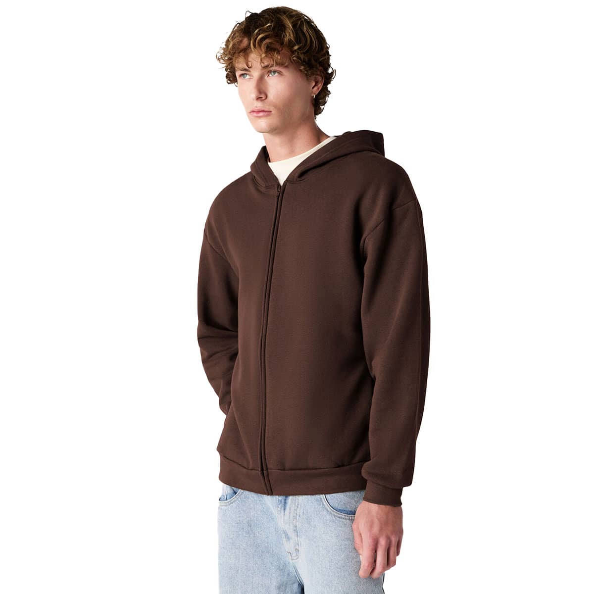 American Apparel RF497 Hoodie in Brown Side View