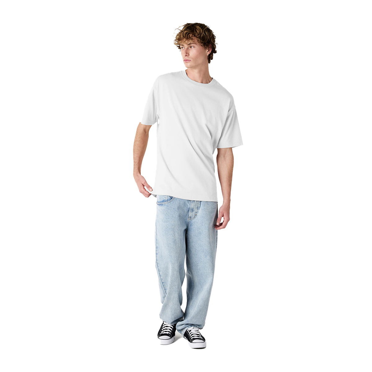 American Apparel Super Heavyweight T-Shirt Model Full View in White