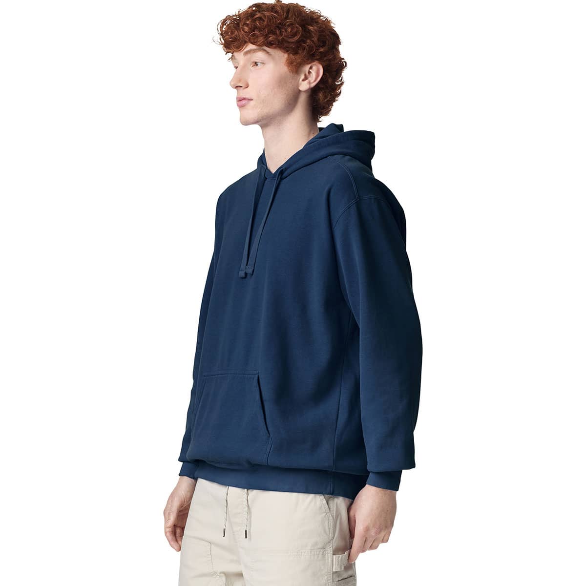 Comfort Colors 1567 Hoodie Side View in True Navy