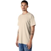 Gildan 5000 Heavy Cotton T-Shirt Model Side View in Sand