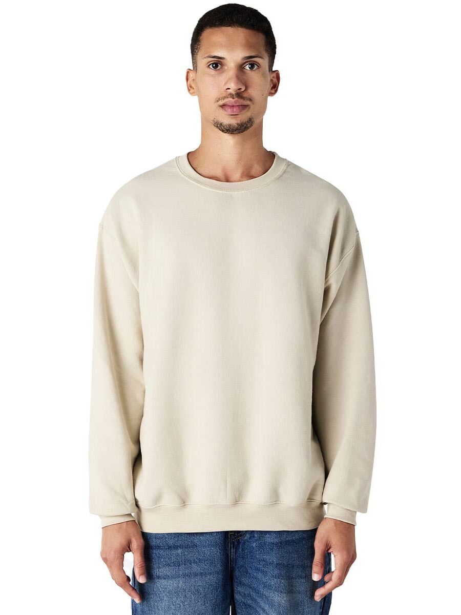 Gildan Heavy Blend 18000 Crewneck Sweatshirt front view in Sand