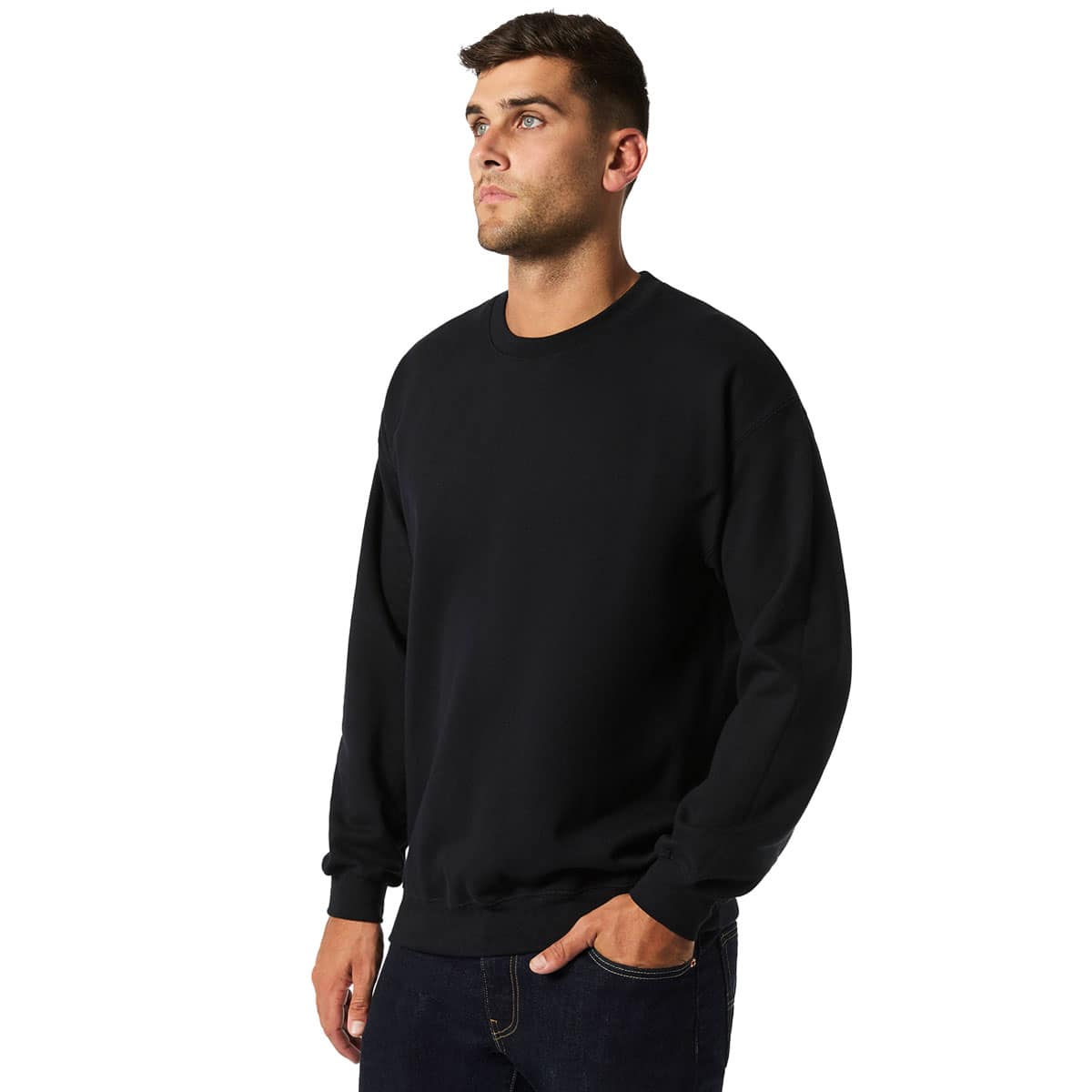 Gildan Softstyle SF000 Crewneck Sweatshirt Side View in Black