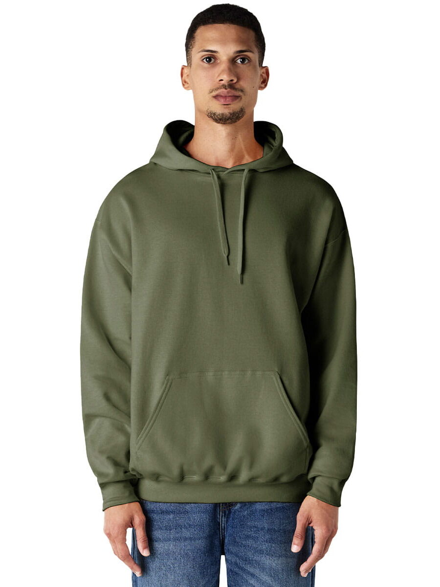 Gildan Softstyle SF500 Hoodie Front View in Military Green