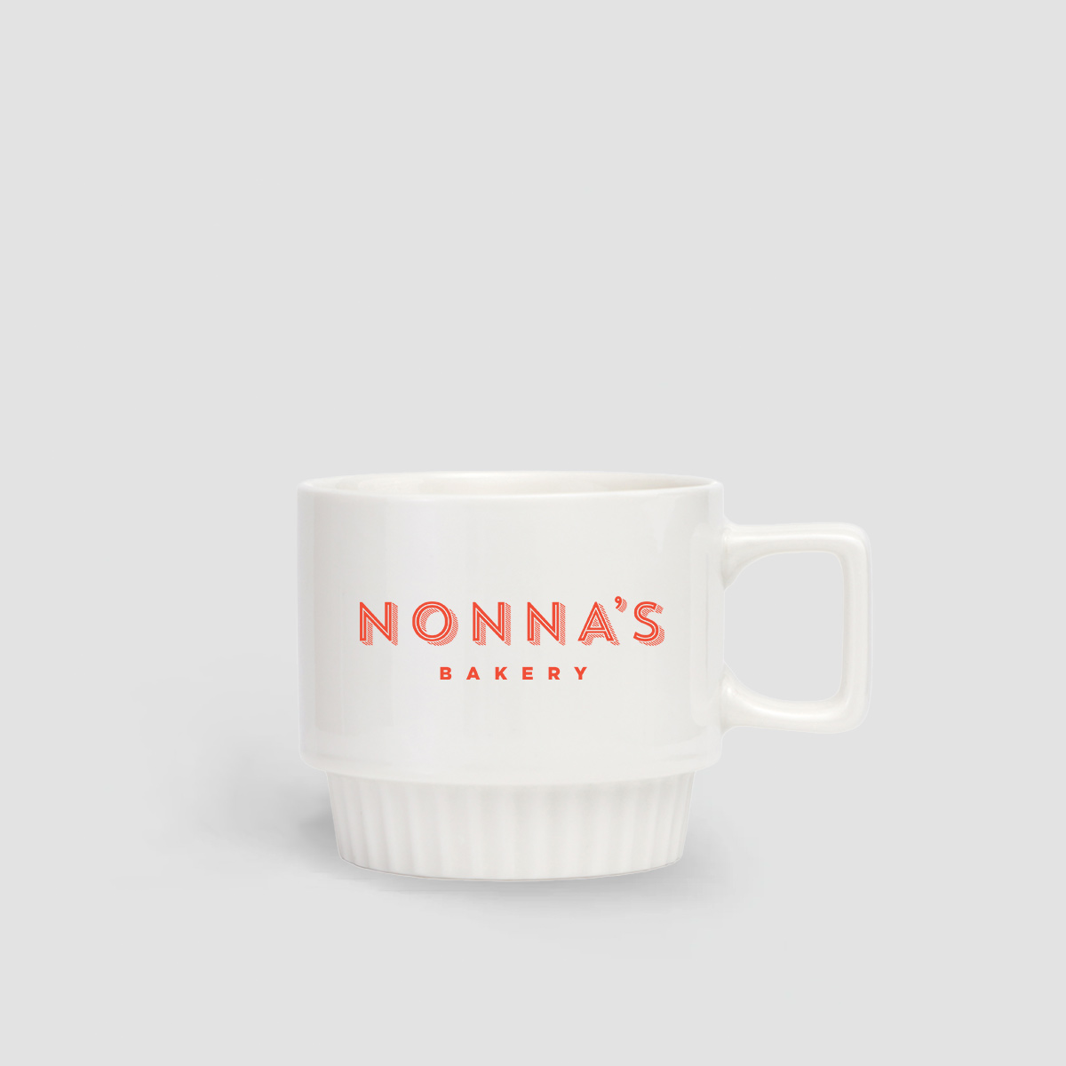 Custom Stackable Mugs with Nonna's Bakery Logo