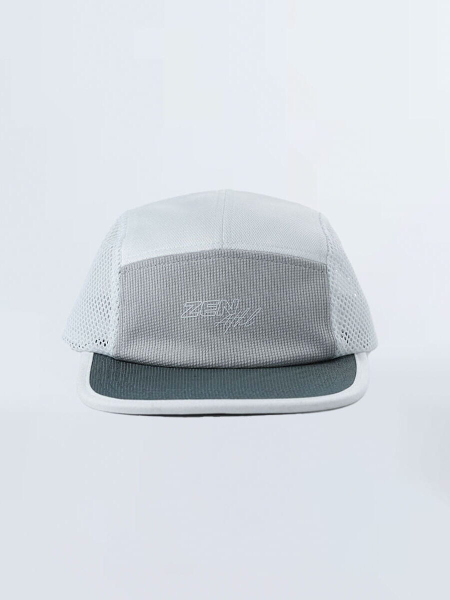 Mesh Cap Front View behind grey background with custom logo print