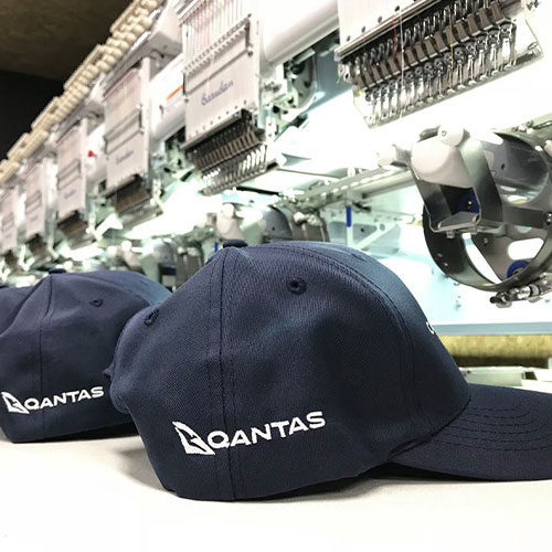 Custom Embroidery Caps with Qantas Logo