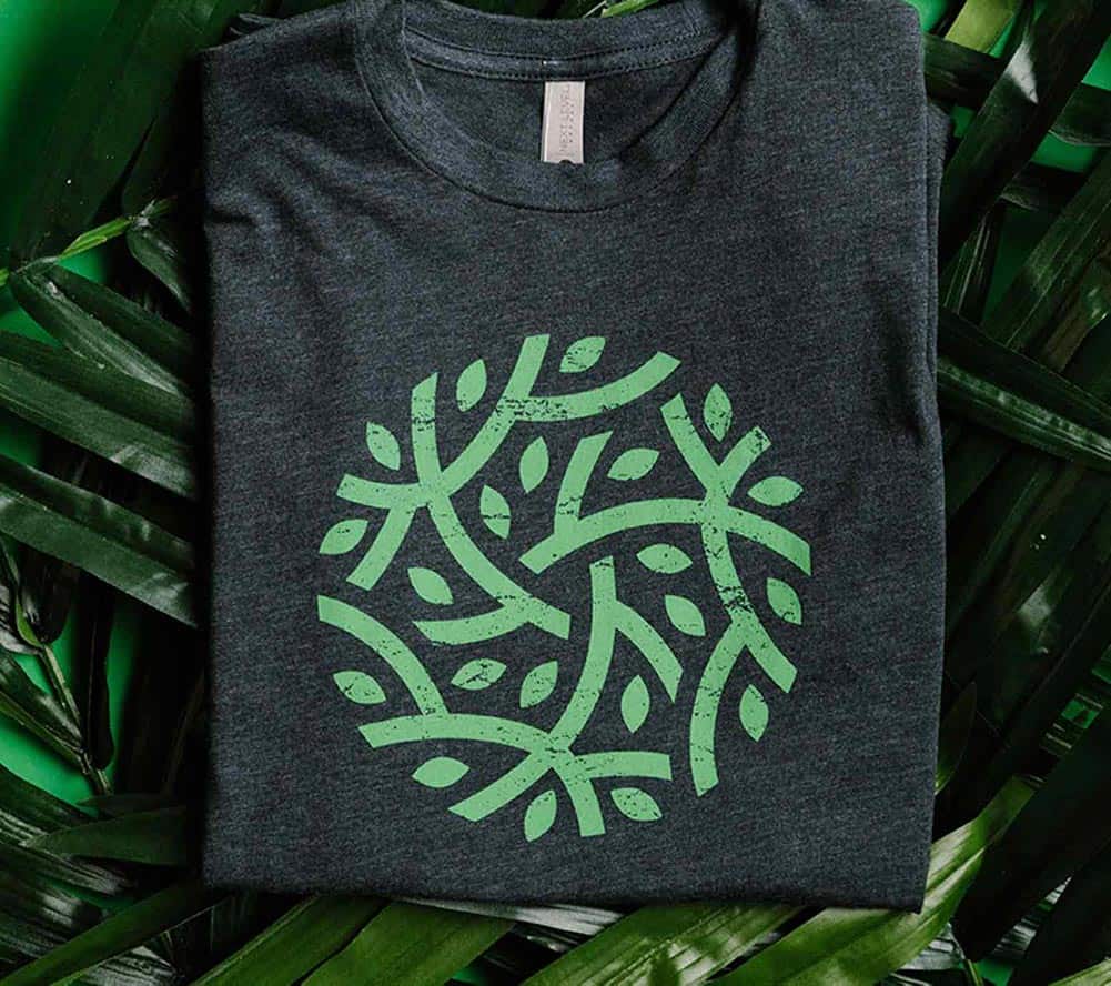 Eco Friendly Screen Printing Eco Friendly Screen Printing on a Next Level T-Shirt with tree design print using waterbase inks