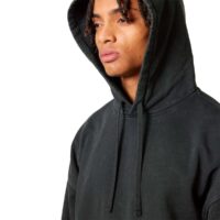 Stanley Stella Oversized Dyed Hoodie in Dyed Black Rock Close Up View