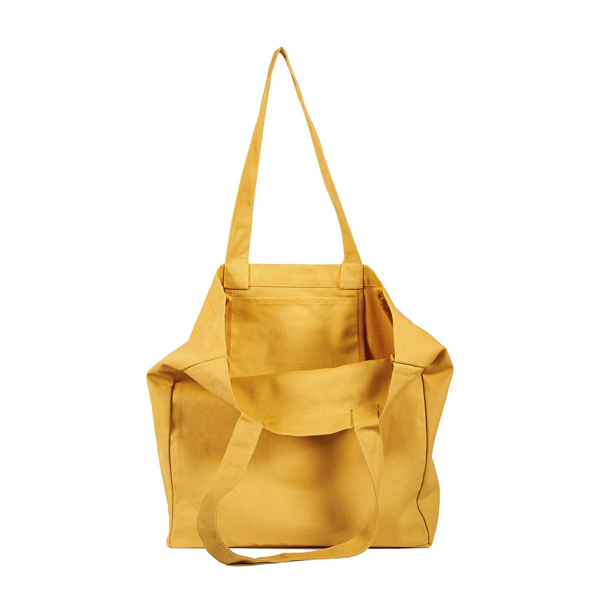 The Goods Tote Bag in Mustard, Inside View showing internal pocket