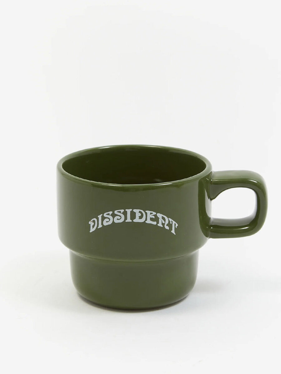 Ceramic Mug in green custom printed with a white text logo