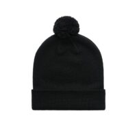 A cozy AS Colour Pom Pom Beanie in Black featuring a cuffed hem and a tonal pom pom, , crafted from 100% soft acrylic for comfort and style.