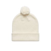 A cozy AS Colour Pom Pom Beanie in Ecru featuring a cuffed hem and a tonal pom pom, , crafted from 100% soft acrylic for comfort and style.