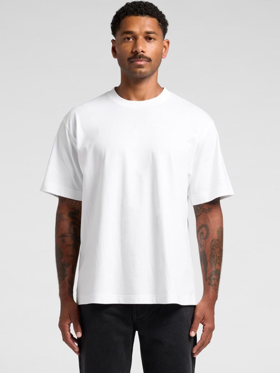 AS Colour Box Tee in White Front Model View