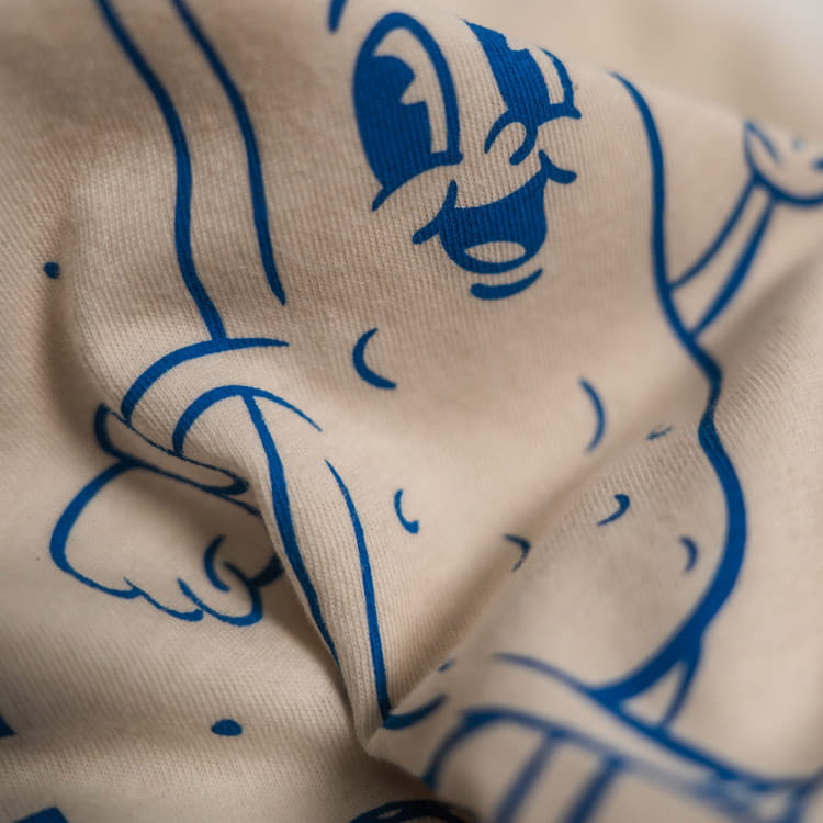 Close up of a screen printed custom t-shirt