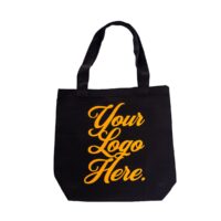American Apparel Tote Bag in Black with a custom print in orange "Your Logo Here"